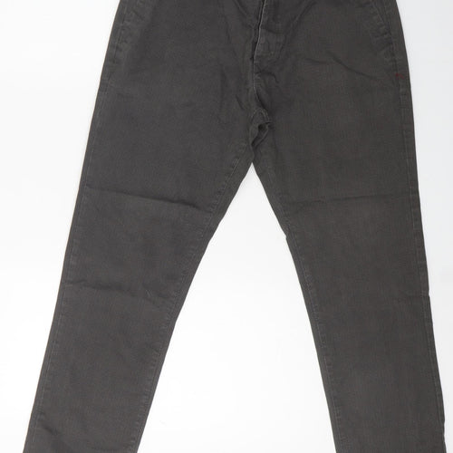 NEXT Mens Grey Geometric Cotton Trousers  Size 32 L29 in Slim Button