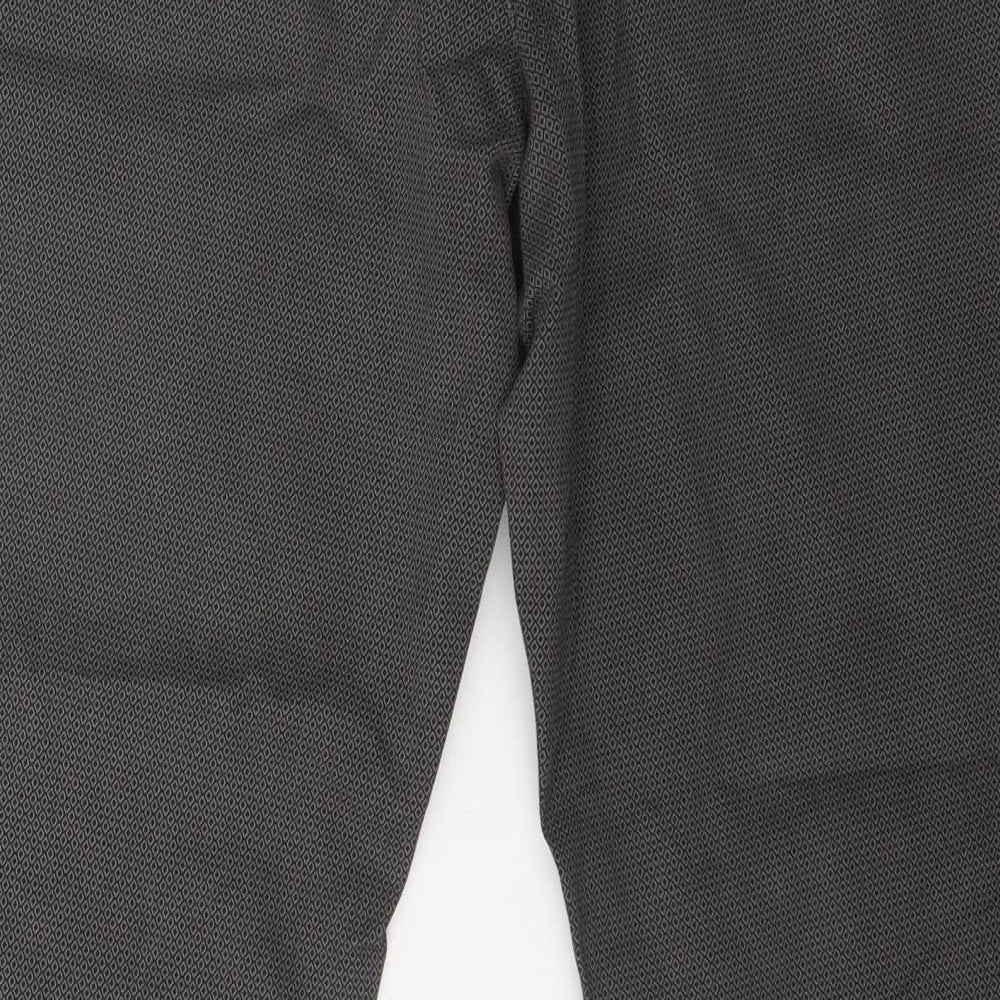 NEXT Mens Grey Geometric Cotton Trousers  Size 32 L29 in Slim Button