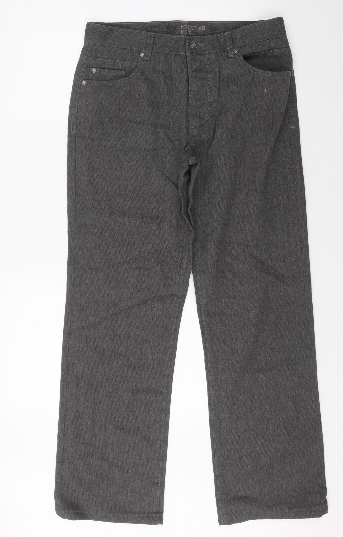 Heritage Womens Grey  Cotton Straight Jeans Size 32 L29.5 in Regular Zip