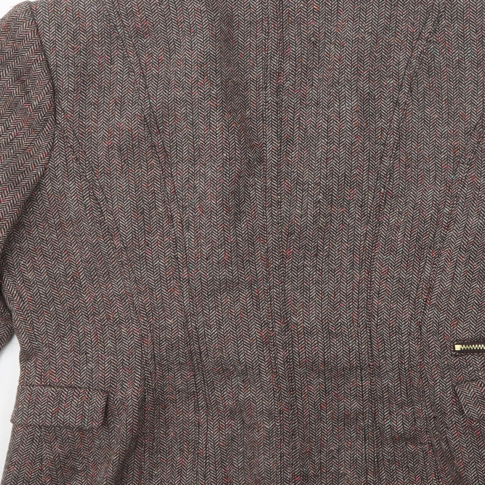 H&M Womens Brown Herringbone  Jacket  Size 10  Button