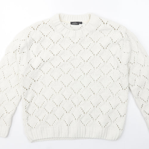 KappAhl Womens Ivory Crew Neck  Polyester Pullover Jumper Size S