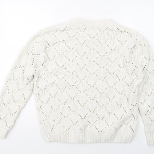 KappAhl Womens Ivory Crew Neck  Polyester Pullover Jumper Size S