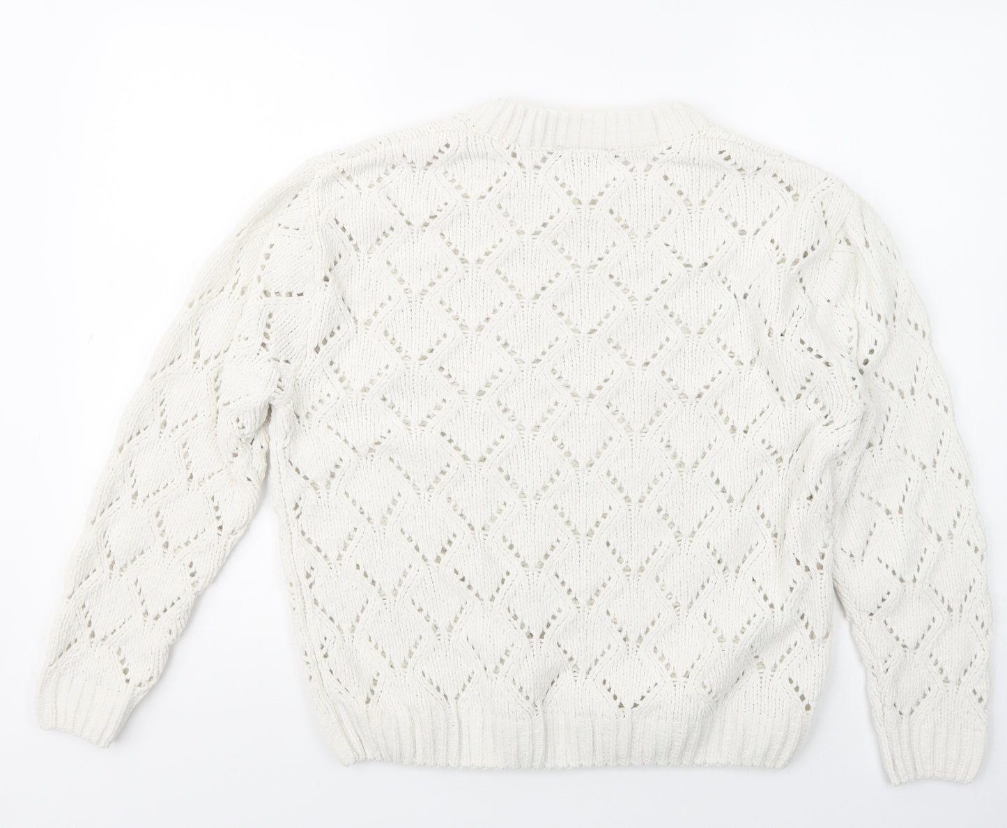 KappAhl Womens Ivory Crew Neck  Polyester Pullover Jumper Size S