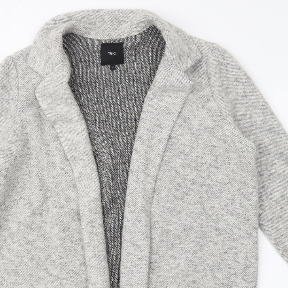 NEXT Womens Grey V-Neck  Polyester Cardigan Jumper Size 16   - Waterfall