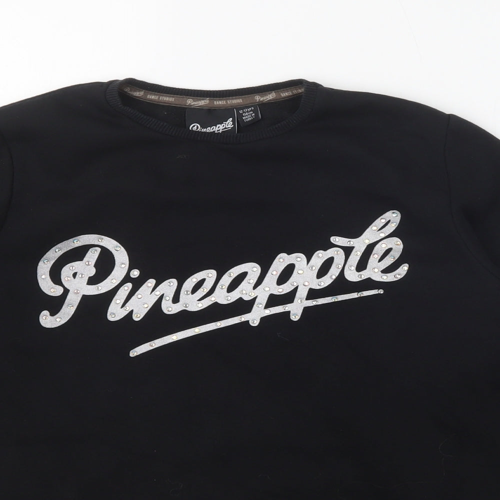 Primark Girls Black Crew Neck  Cotton Pullover Jumper Size 12 Years   - Pineapple Dance Studios