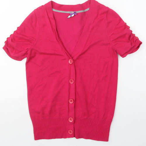 BHS Womens Pink V-Neck  Viscose Cardigan Jumper Size 10