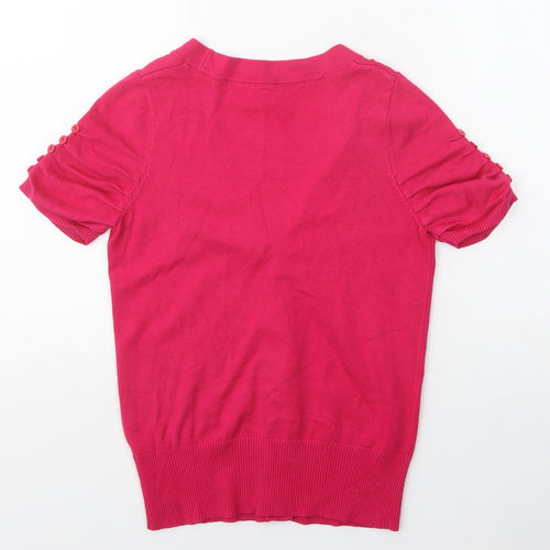BHS Womens Pink V-Neck  Viscose Cardigan Jumper Size 10