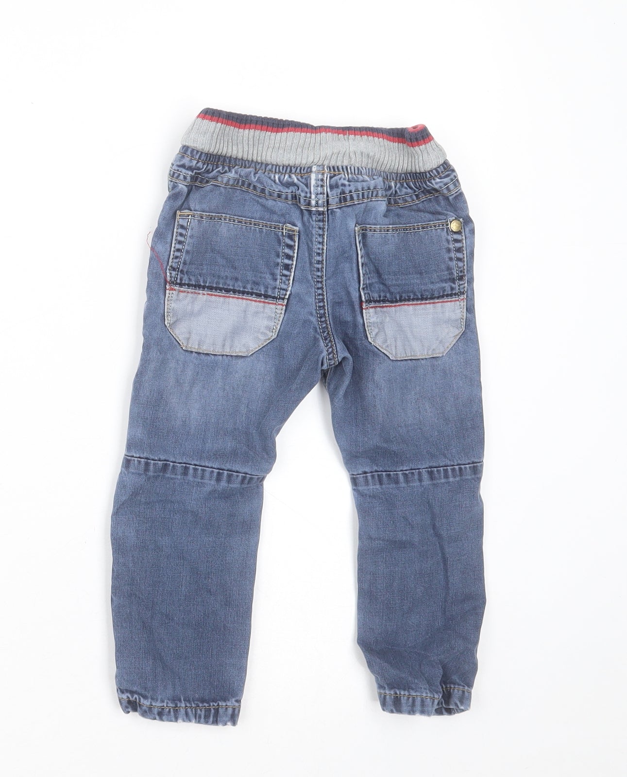 NEXT Boys Blue  Cotton Capri Jeans Size 12-18 Months  Tie - Ripped Knees