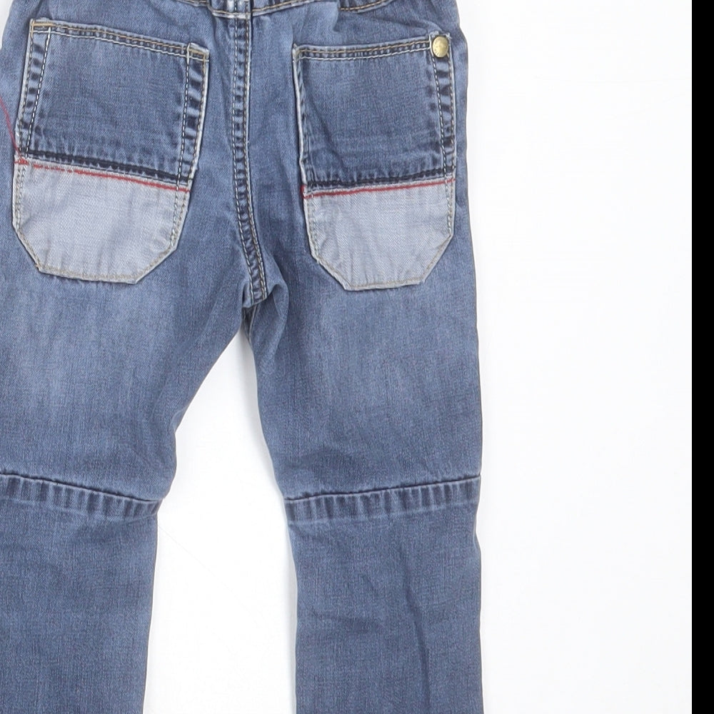 NEXT Boys Blue  Cotton Capri Jeans Size 12-18 Months  Tie - Ripped Knees