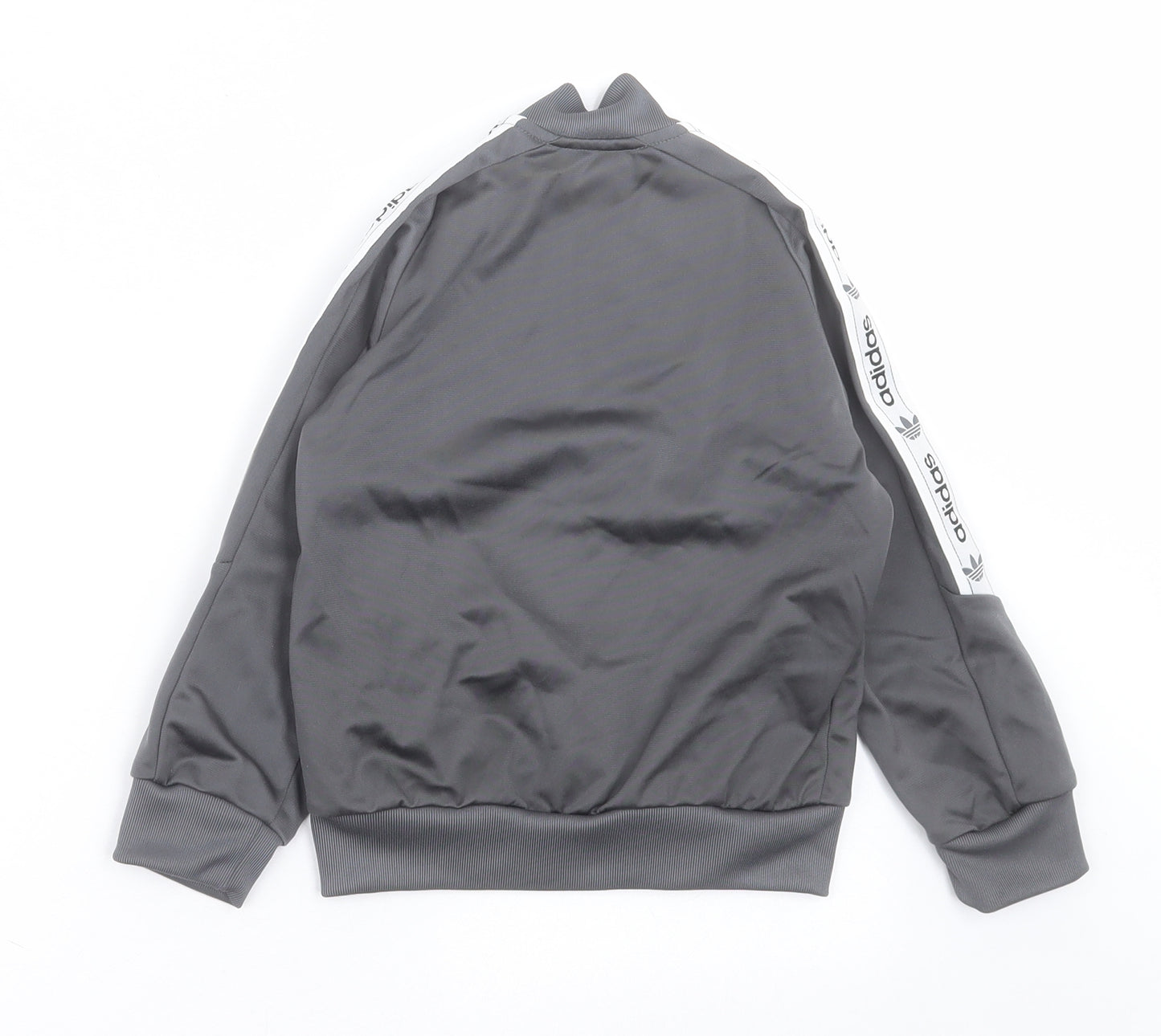 adidas Boys Grey Striped Polyester Full Zip Sweatshirt Size 3-4 Years  Zip