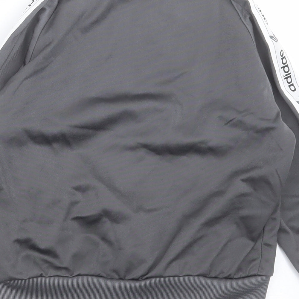 adidas Boys Grey Striped Polyester Full Zip Sweatshirt Size 3-4 Years  Zip