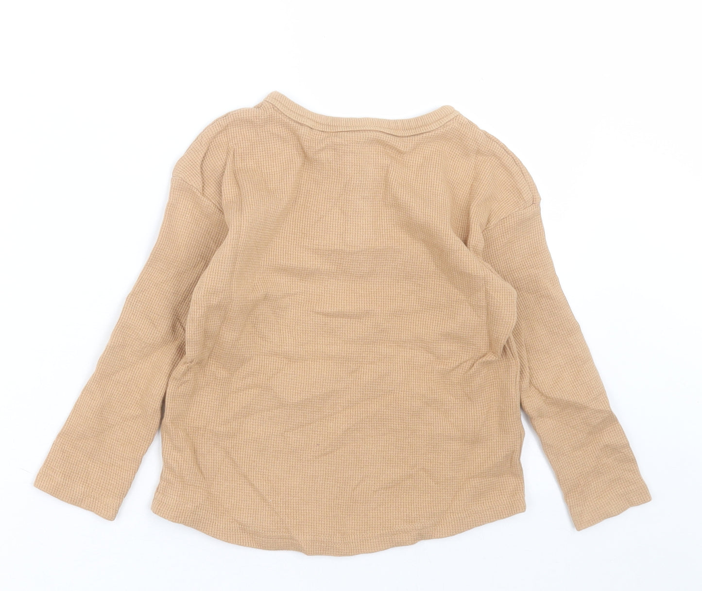 George Boys Brown  Cotton Basic Casual Size 3-4 Years Crew Neck Button