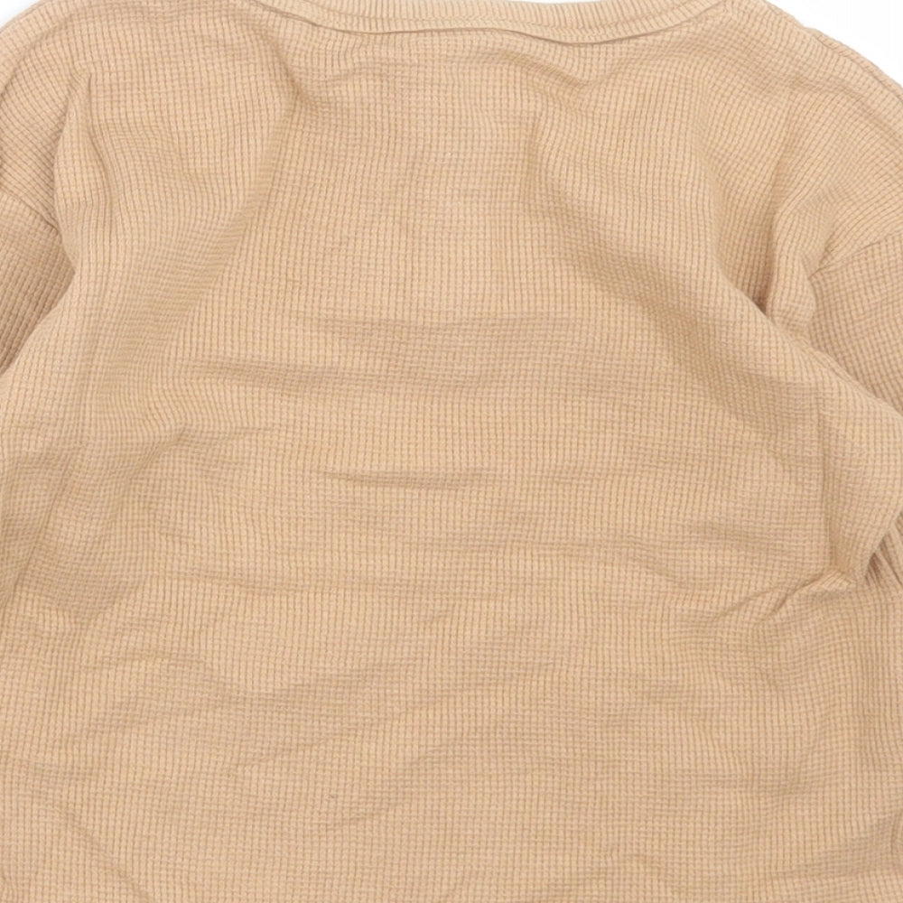 George Boys Brown  Cotton Basic Casual Size 3-4 Years Crew Neck Button