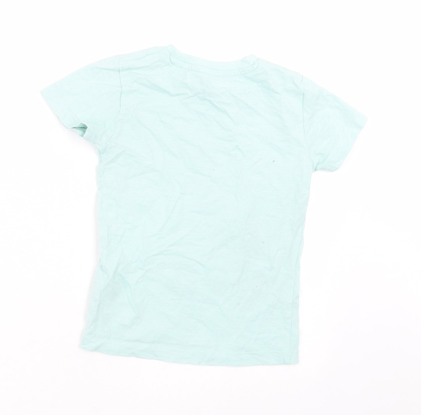 NEXT Boys Blue  Cotton Basic T-Shirt Size 2-3 Years Crew Neck Pullover - Dinosaur