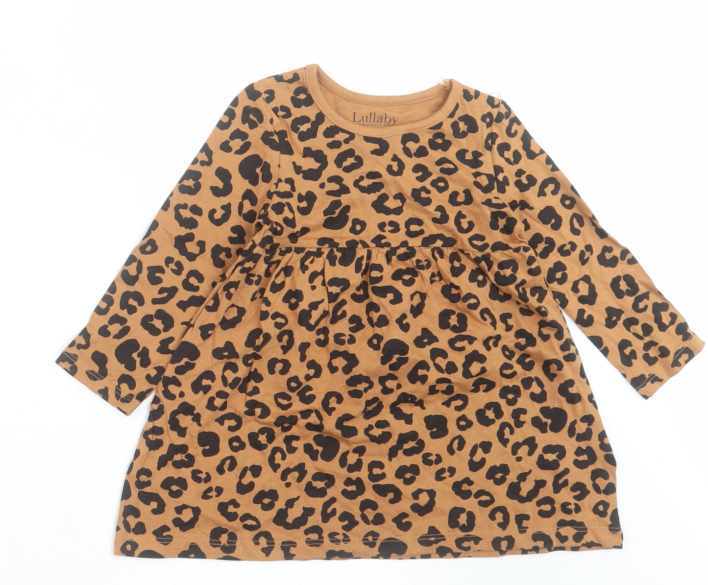 Lullaby Girls Brown Spotted Cotton A-Line  Size 9-12 Months  Collared Pullover