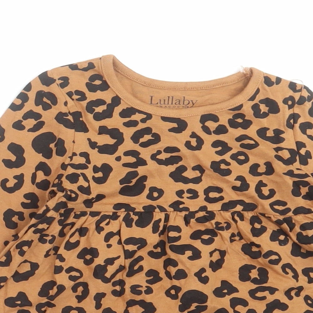 Lullaby Girls Brown Spotted Cotton A-Line  Size 9-12 Months  Collared Pullover