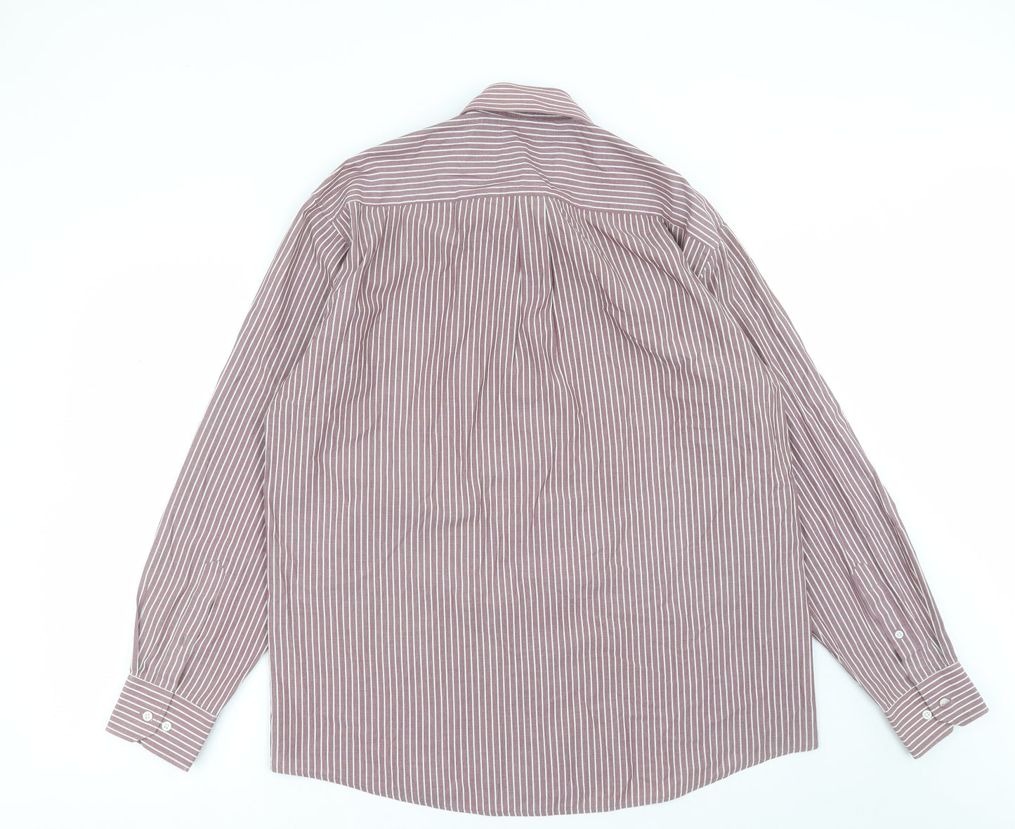 Lorenzo Calvino Mens Purple Striped Cotton  Button-Up Size L Collared Button