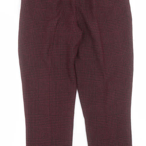 New Look Womens Red Plaid Polyester Trousers  Size 8 L28 in Regular Hook & Eye