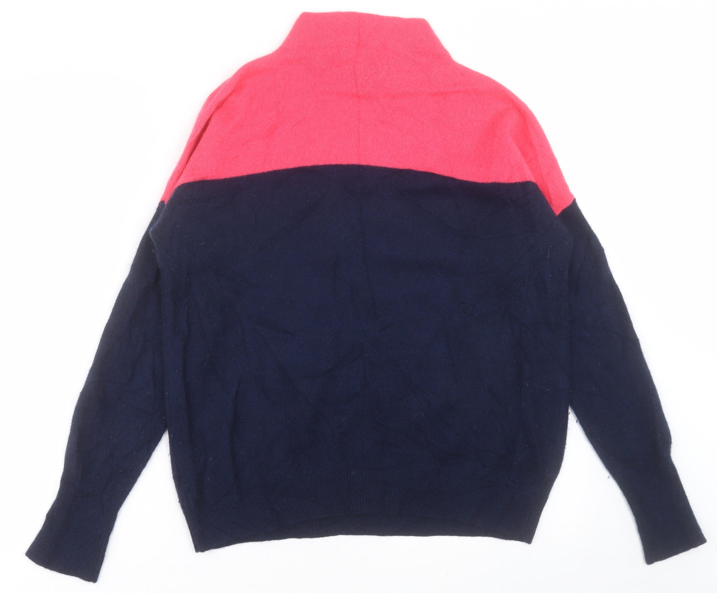 Tahari Womens Pink High Neck Striped Cashmere Pullover Jumper Size L