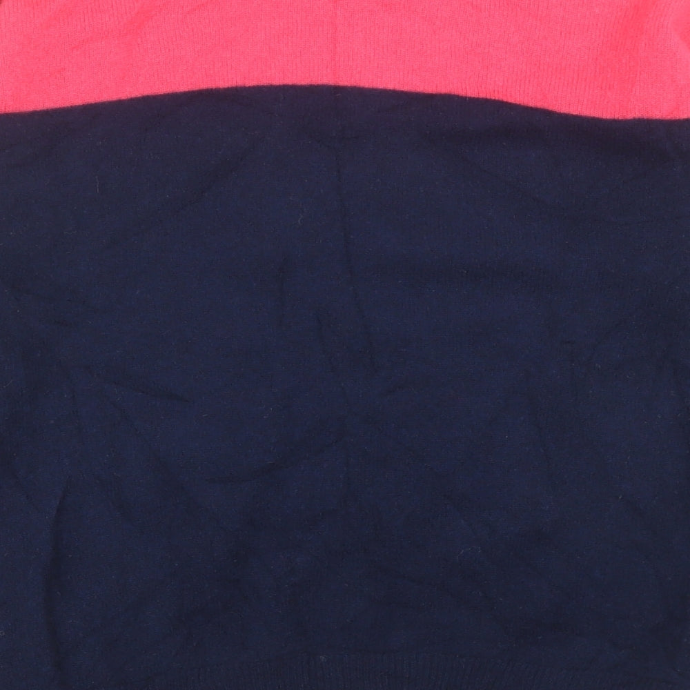 Tahari Womens Pink High Neck Striped Cashmere Pullover Jumper Size L