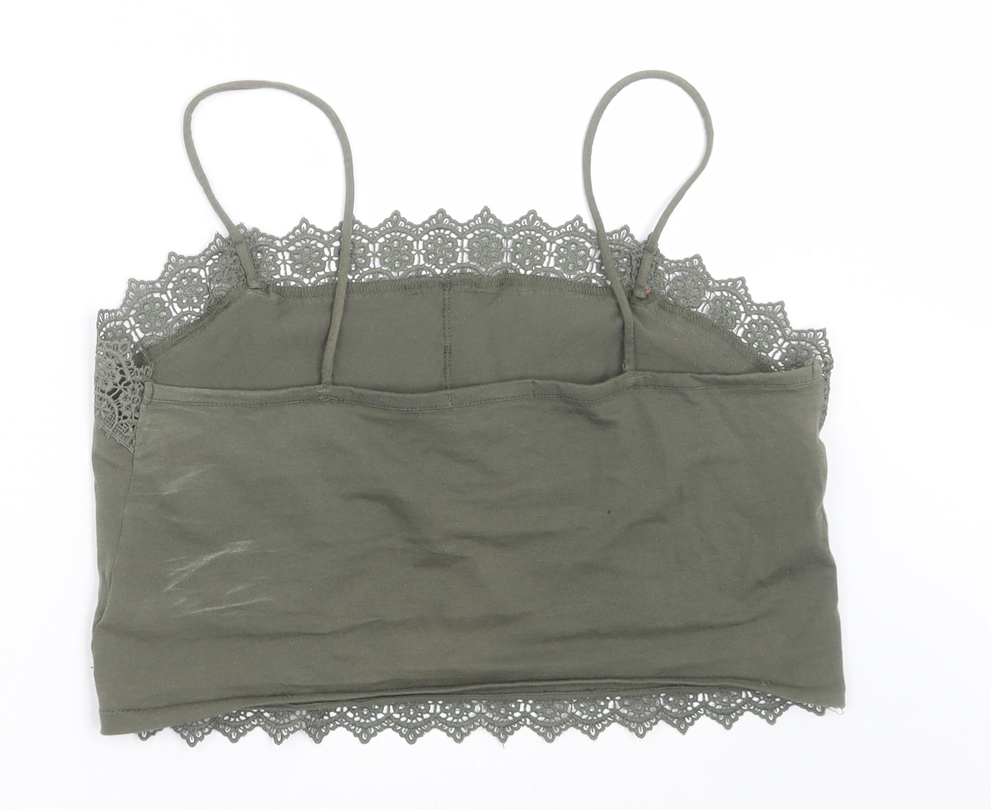 Primark Womens Green  Cotton Cropped Tank Size M Square Neck