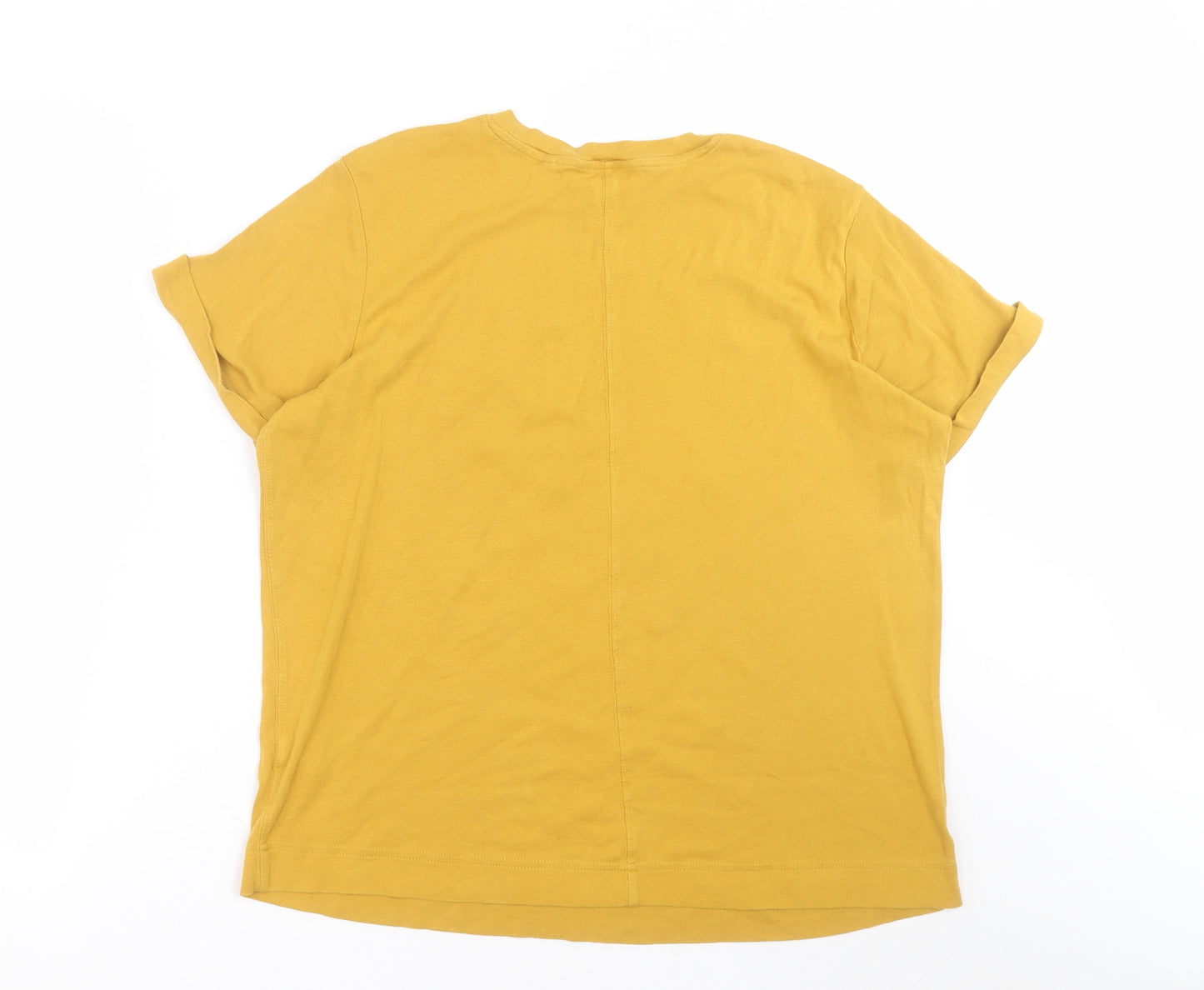 NEXT Womens Yellow  Cotton Basic T-Shirt Size 16 Crew Neck - Love Yourself