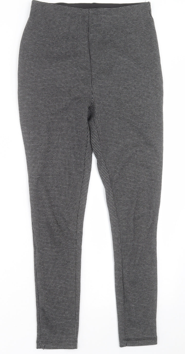 F&F Womens Black Geometric Polyester Trousers  Size 10 L27 in Regular