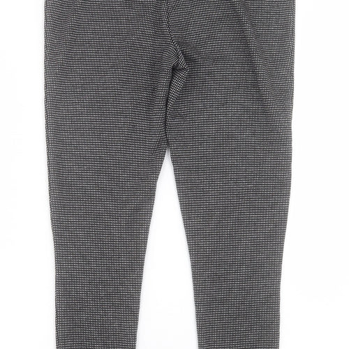 F&F Womens Black Geometric Polyester Trousers  Size 10 L27 in Regular