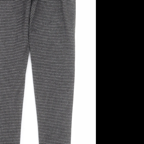 F&F Womens Black Geometric Polyester Trousers  Size 10 L27 in Regular