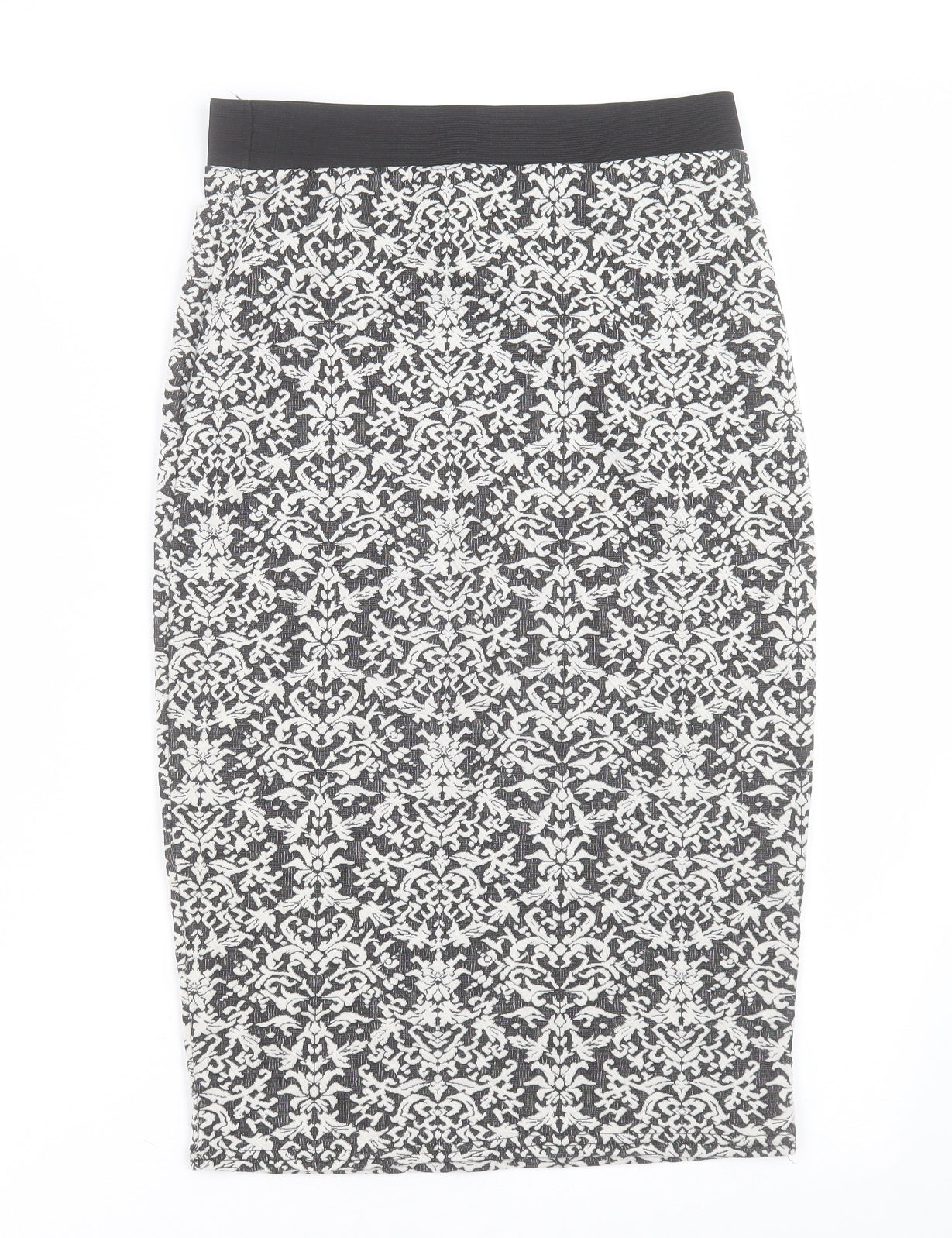 Internacionale Womens Black Geometric Polyester A-Line Skirt Size 10