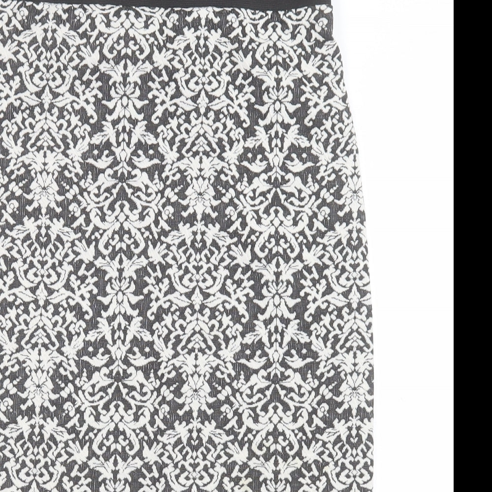 Internacionale Womens Black Geometric Polyester A-Line Skirt Size 10