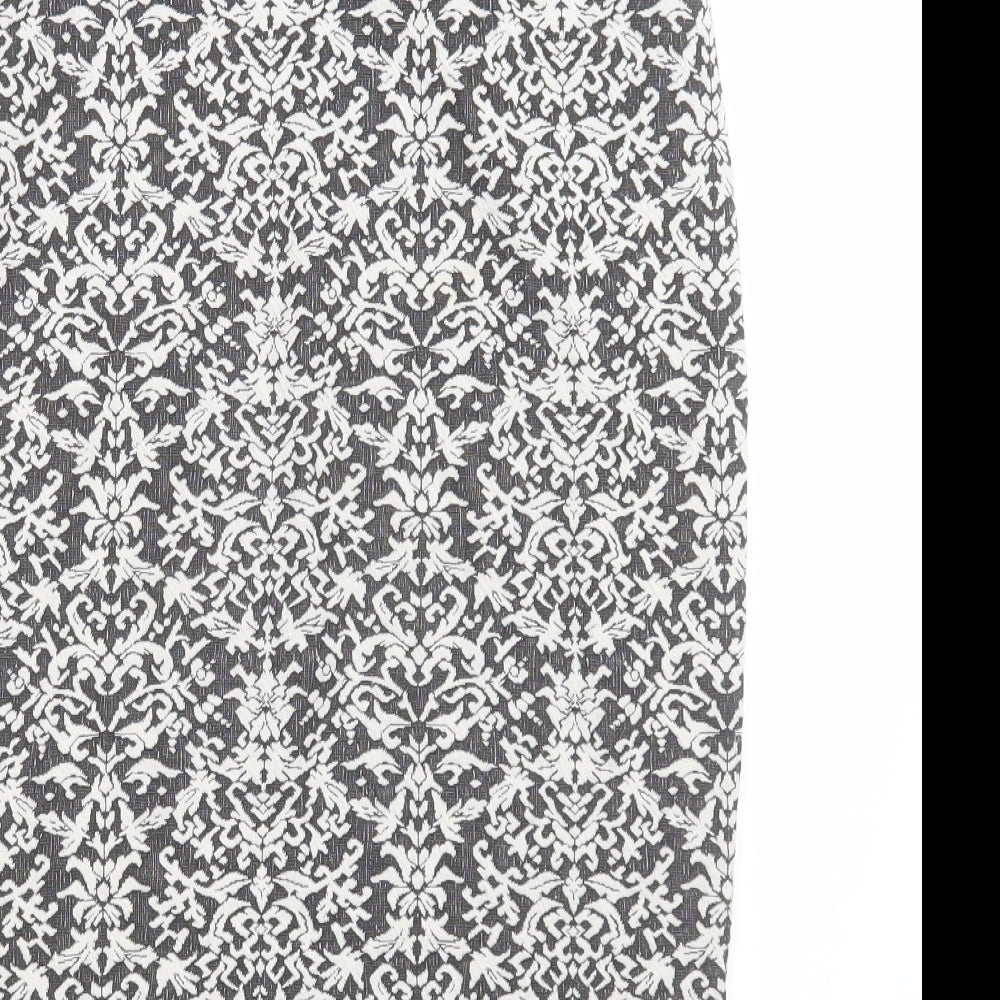 Internacionale Womens Black Geometric Polyester A-Line Skirt Size 10