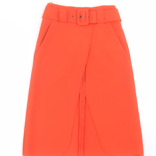 Topshop Womens Orange  Polyester A-Line Skirt Size 4   Zip