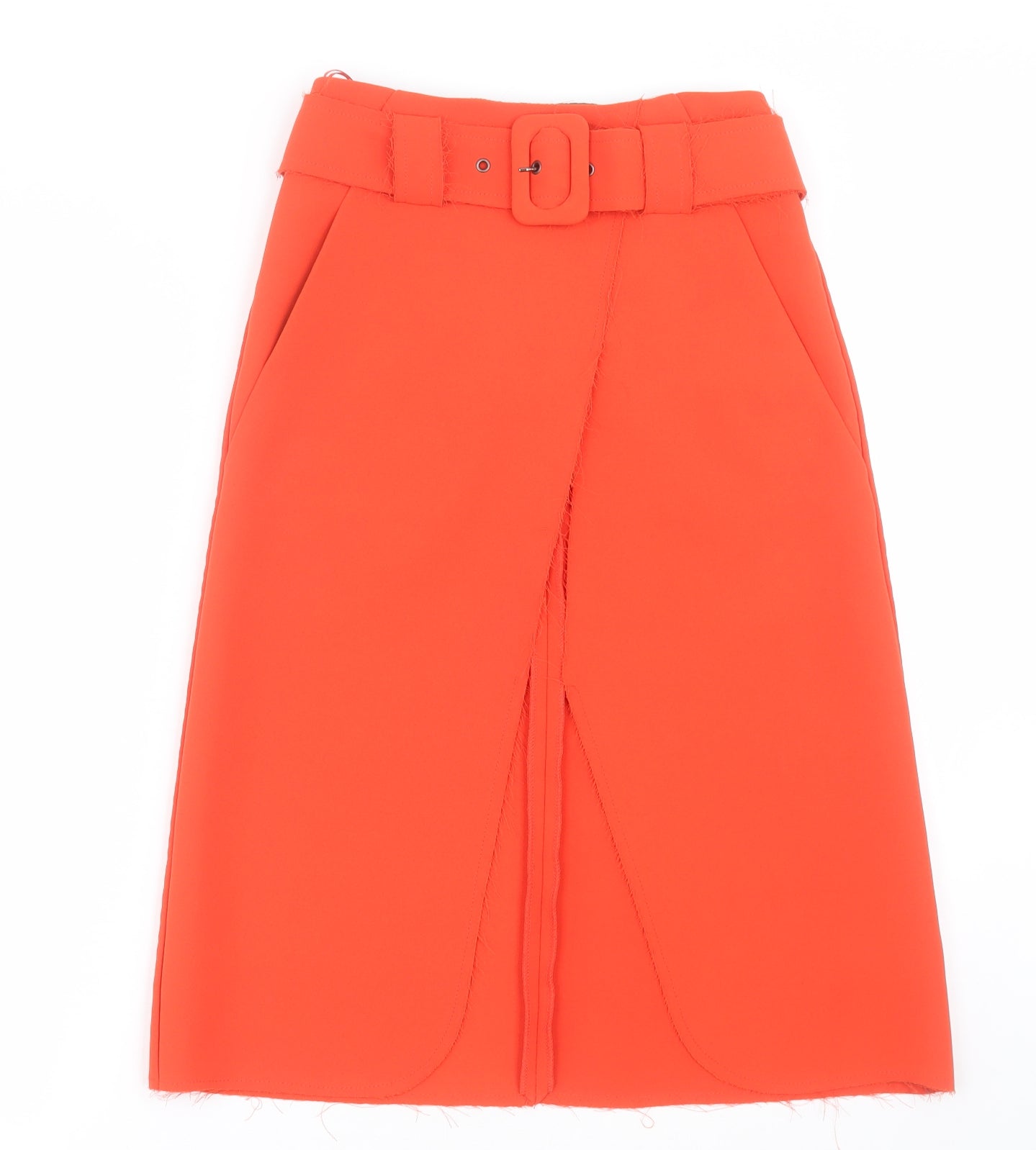 Topshop Womens Orange  Polyester A-Line Skirt Size 4   Zip