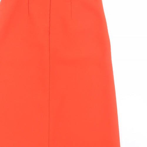 Topshop Womens Orange  Polyester A-Line Skirt Size 4   Zip