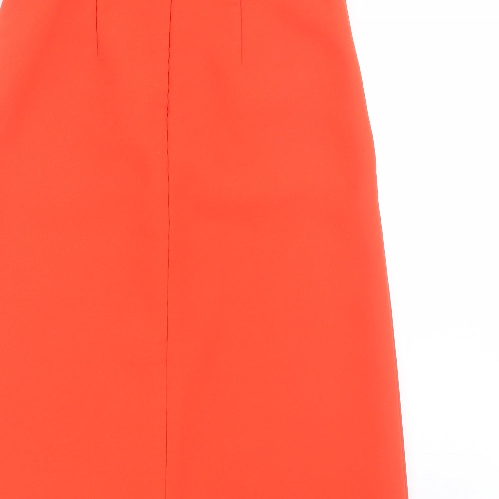 Topshop Womens Orange  Polyester A-Line Skirt Size 4   Zip