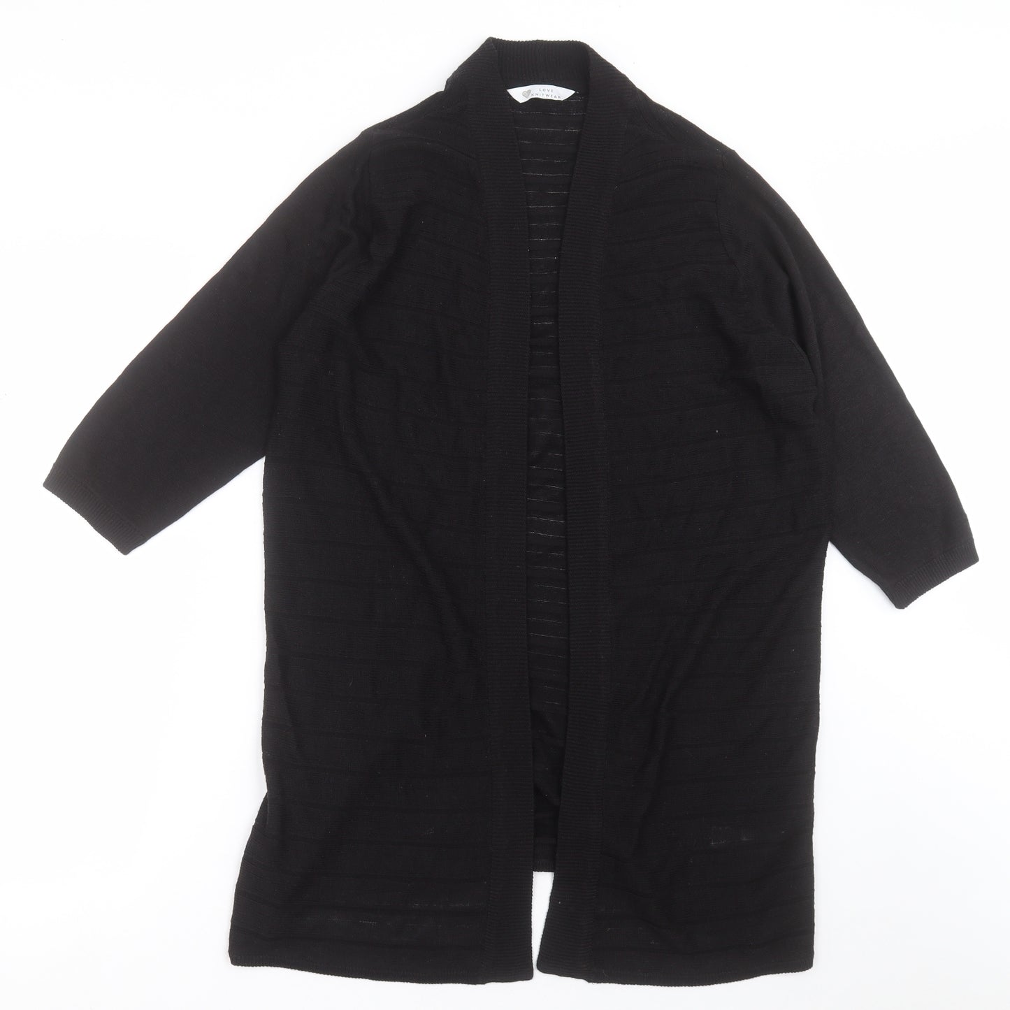 BHS Womens Black V-Neck  Acrylic Cardigan Jumper Size 18