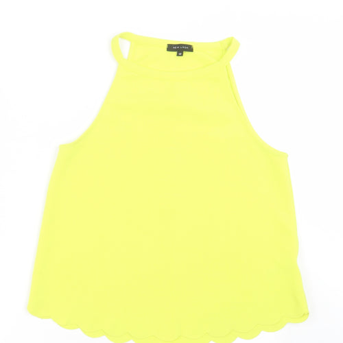 New Look Womens Yellow  Polyester Basic Tank Size 12 Square Neck