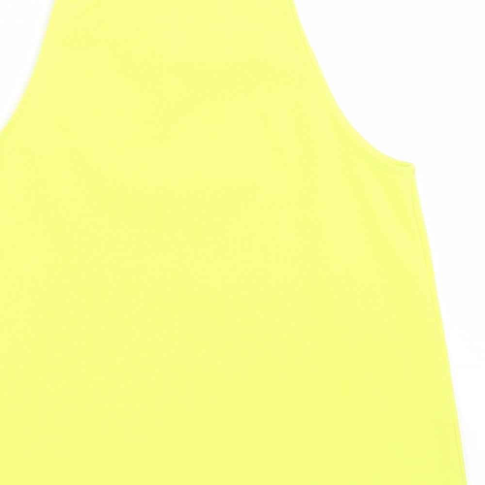 New Look Womens Yellow  Polyester Basic Tank Size 12 Square Neck