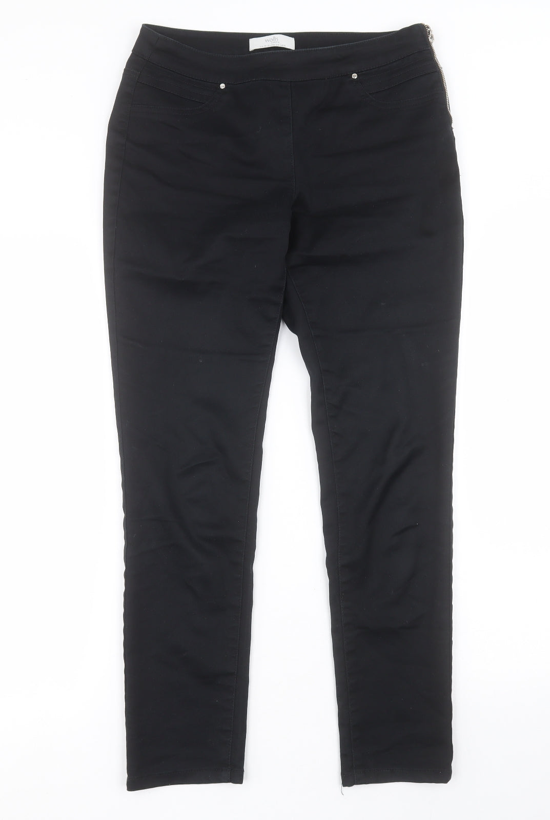 Wallis Womens Black  Cotton Jegging Trousers Size 10 L29 in Regular Zip