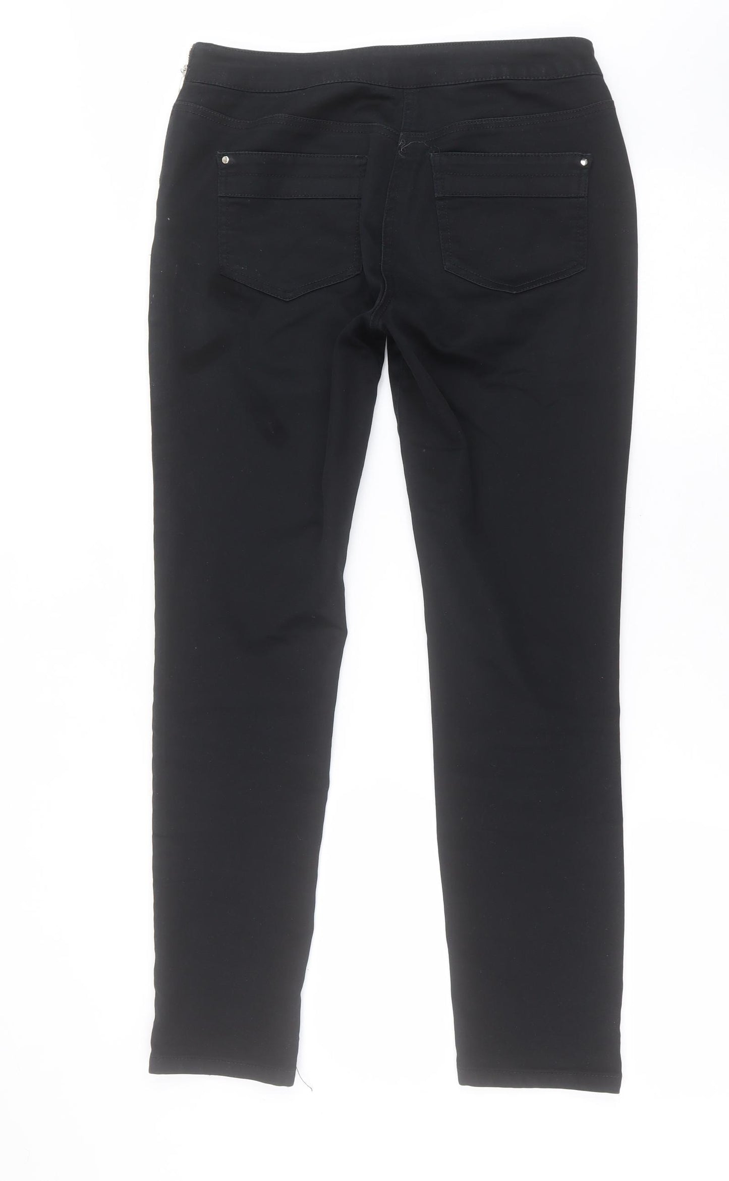 Wallis Womens Black  Cotton Jegging Trousers Size 10 L29 in Regular Zip