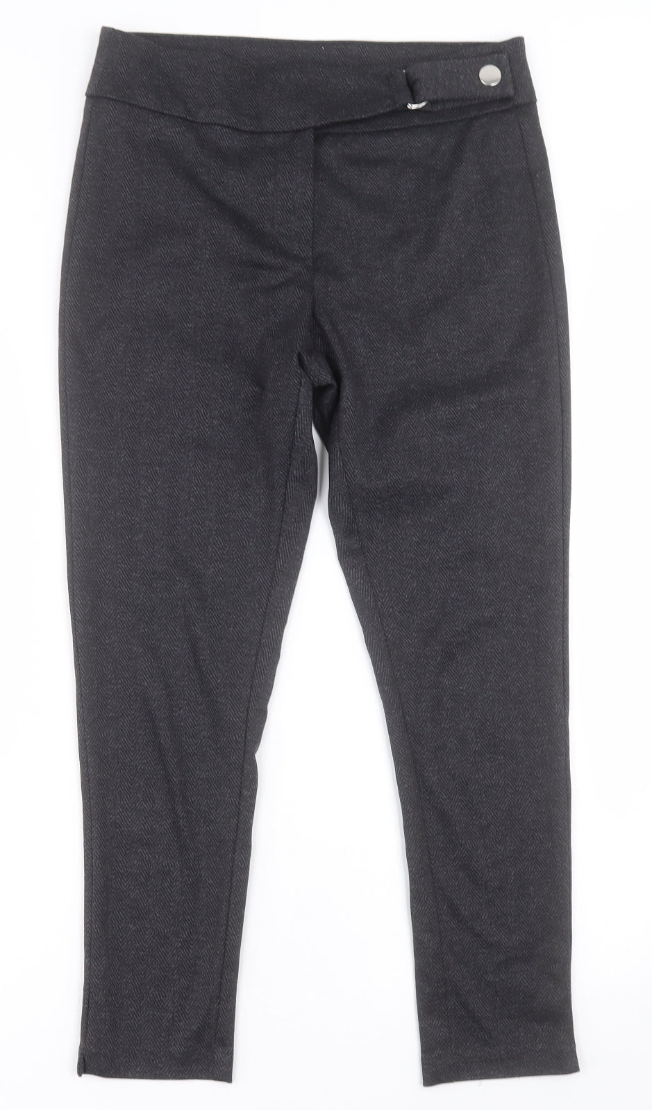 F&F Womens Black  Polyester Trousers  Size 10 L26 in Regular Button
