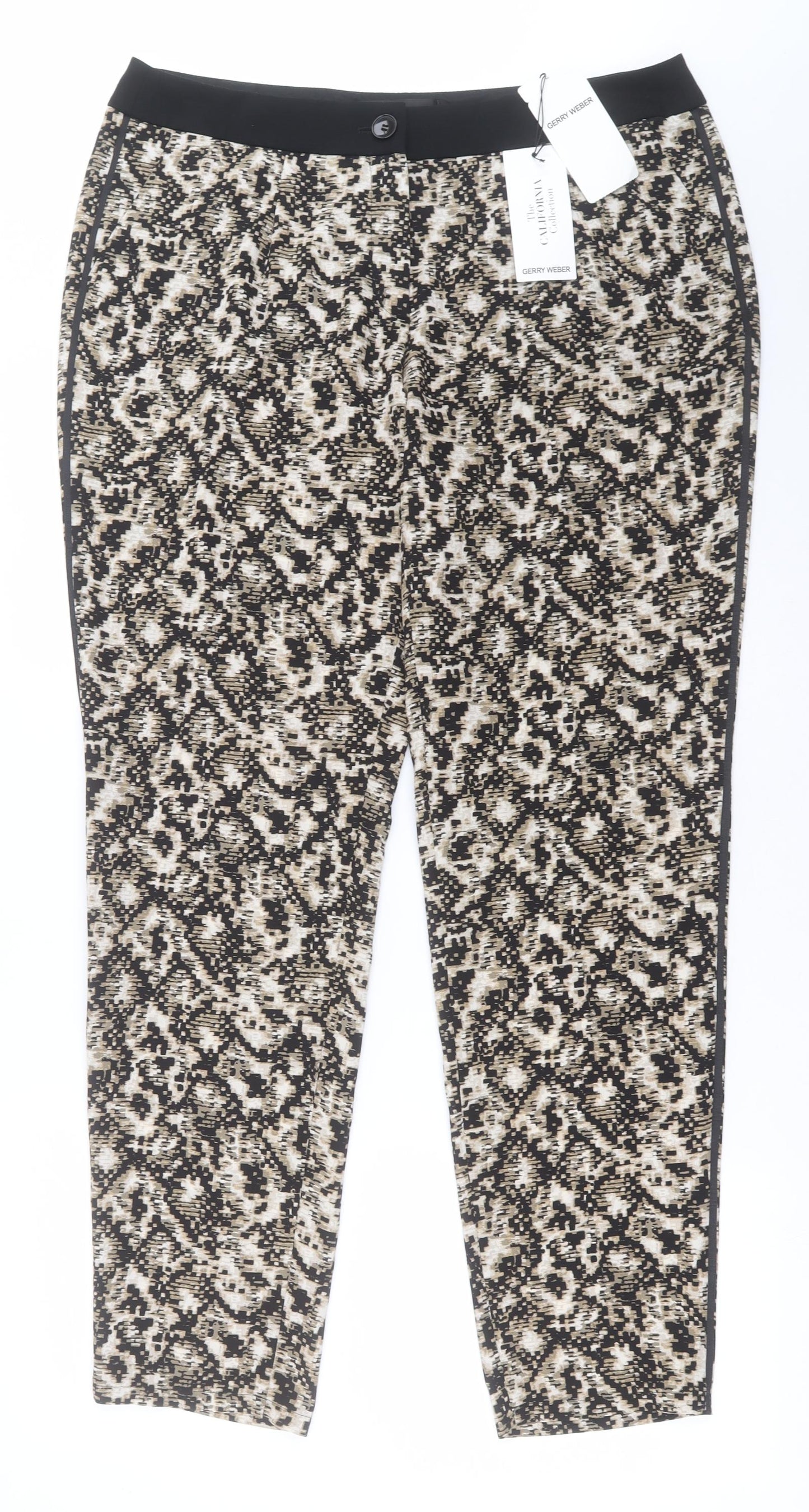 Gerry Weber Womens Brown Geometric Viscose Trousers  Size 16 L31 in Regular Button
