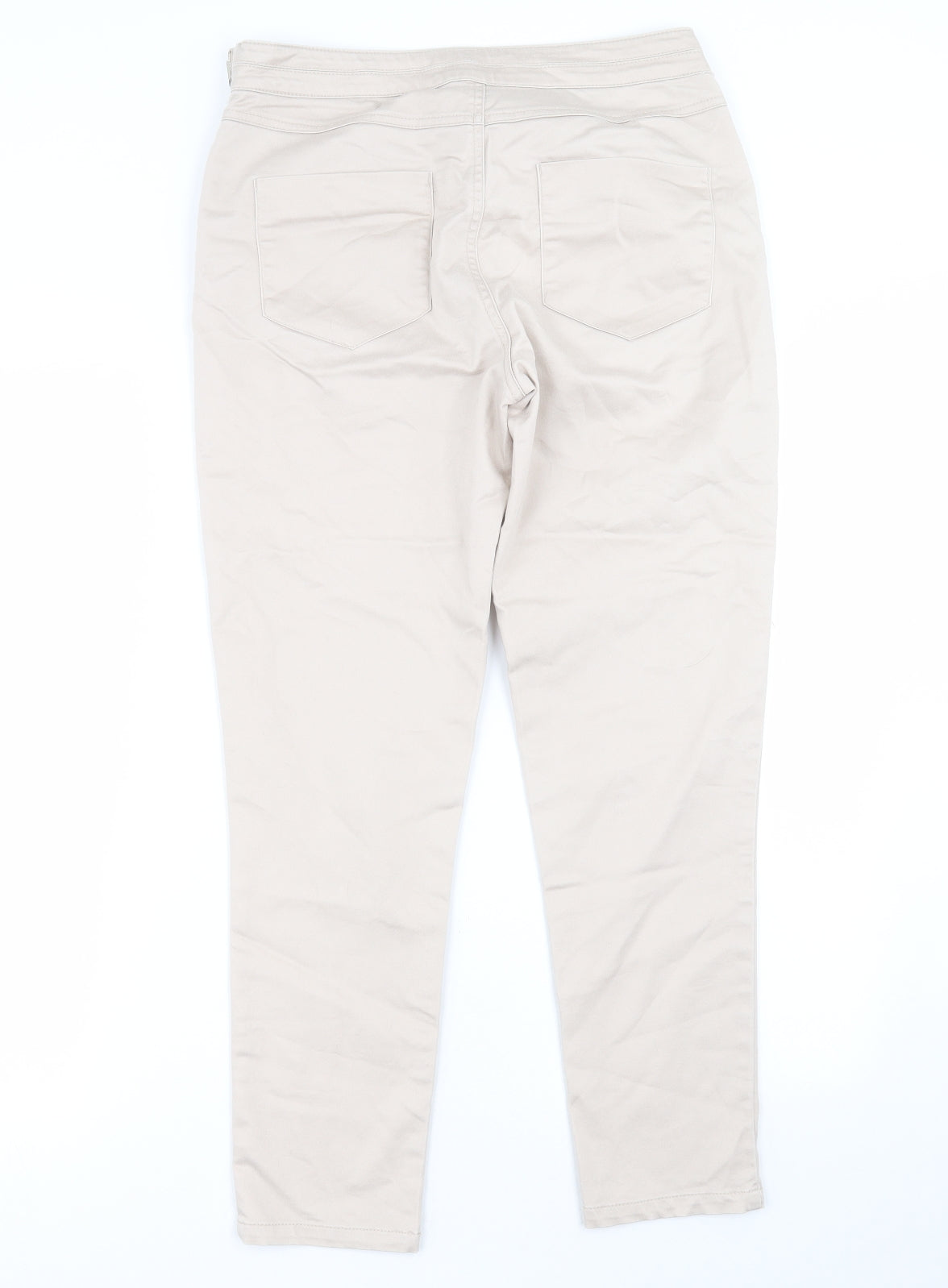 Wallis Womens Beige  Cotton Jegging Trousers Size 10 L26 in Regular Zip