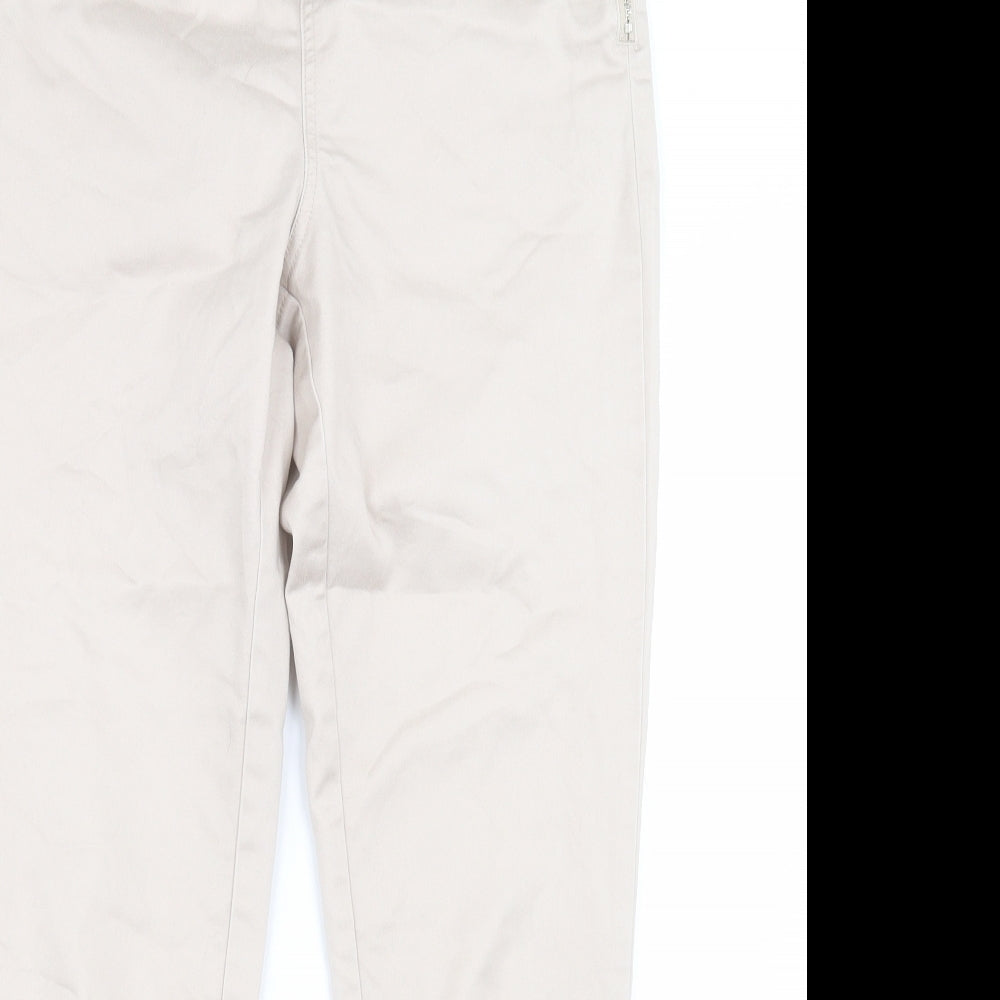 Wallis Womens Beige  Cotton Jegging Trousers Size 10 L26 in Regular Zip