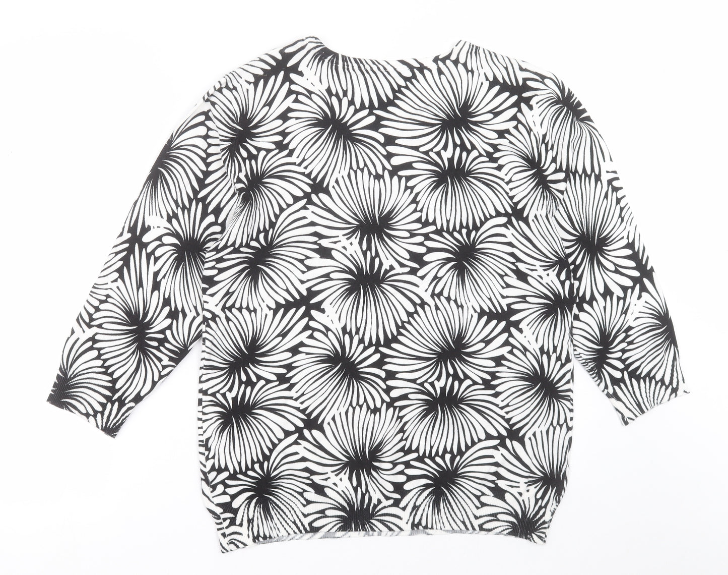 Annabelle Womens Black Crew Neck Floral Viscose Pullover Jumper Size L