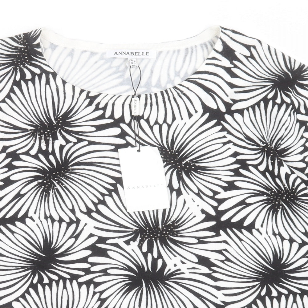 Annabelle Womens Black Crew Neck Floral Viscose Pullover Jumper Size L