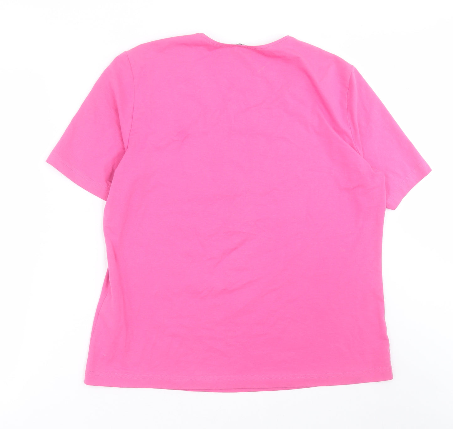Gerry Weber Womens Pink  Cotton Basic T-Shirt Size 18 Scoop Neck