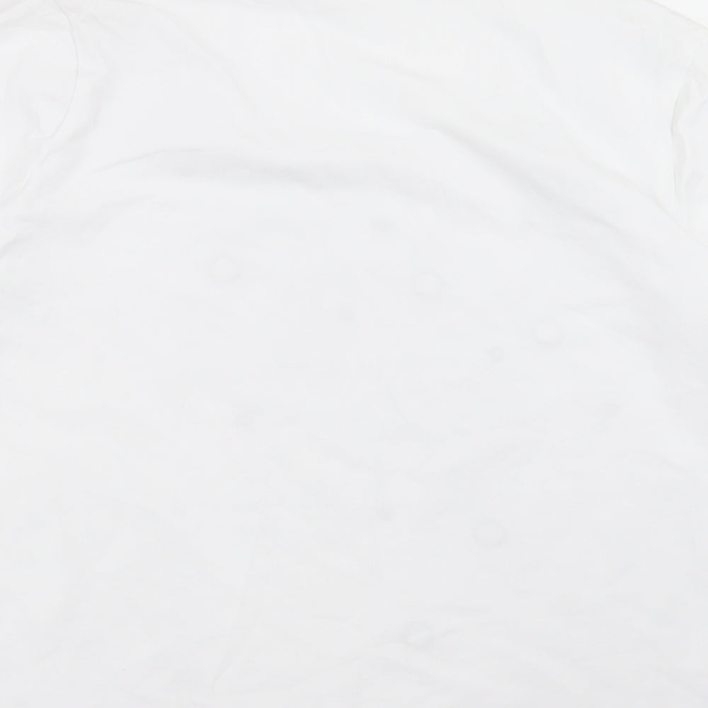 Bianca Womens White Geometric Cotton Basic T-Shirt Size 18 Scoop Neck