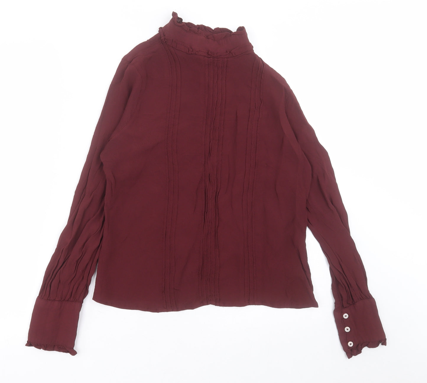 NEXT Womens Red  Viscose Basic Blouse Size 12 High Neck
